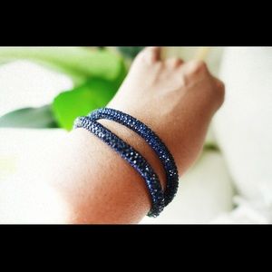 Magnetic blue double stranded rhinestone bracelet